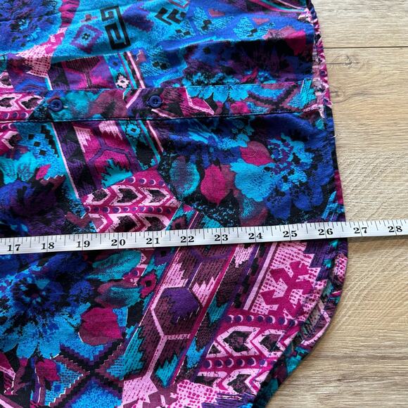 Wrangler Vintage 90s Southwest Aztec Floral Button Down Shirt M - Picture 9 of 10